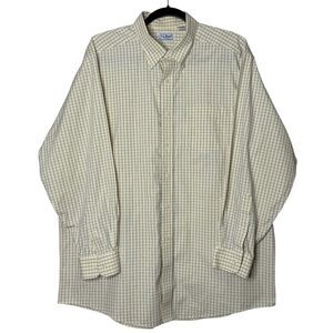 Vintage LL Bean Shirt Mens Size L 17-33 Yellow Plaid Button Down  VTG